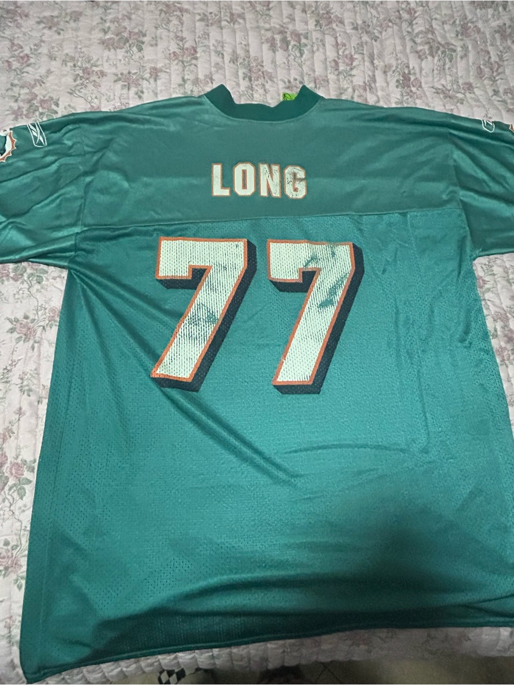 Miami Dolphins Jersey Mens XL Green NFL Football Chris Long 77 On Field Reebok